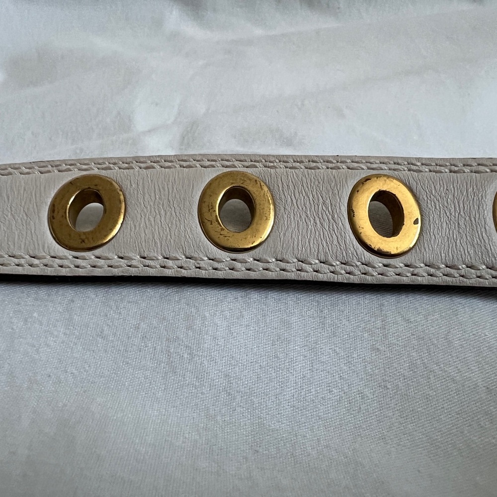 Coach White Leather Belt with Brass Accents - Picture 4 of 4